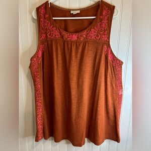 J. Jill Rust Tank Top with Pink Embroidery. 60% COTTON
40% TENCEL.